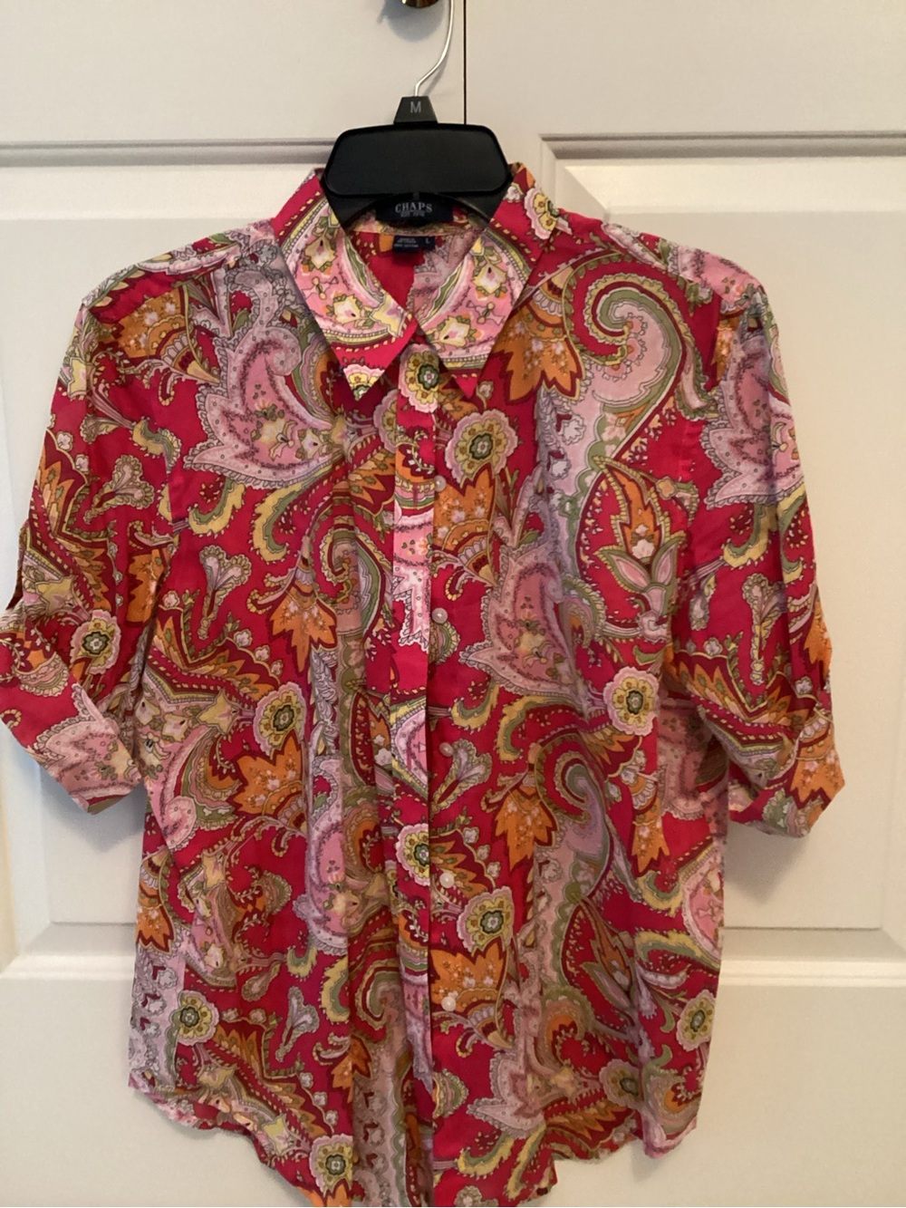 Chaps Pink and Orange Paisley Button-Down Shirt